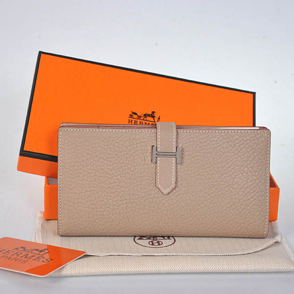 208 Hermes 2 snodata portafoglio in pelle originale nel colore Grigio chiaro